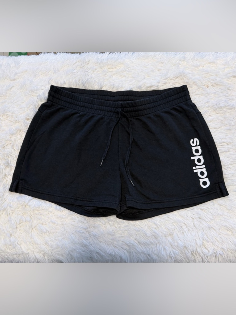 adidas Black Athletic Lounge Shorts with White Logo